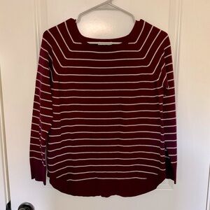 Pink Clover Burgundy Maroon Striped Sweater